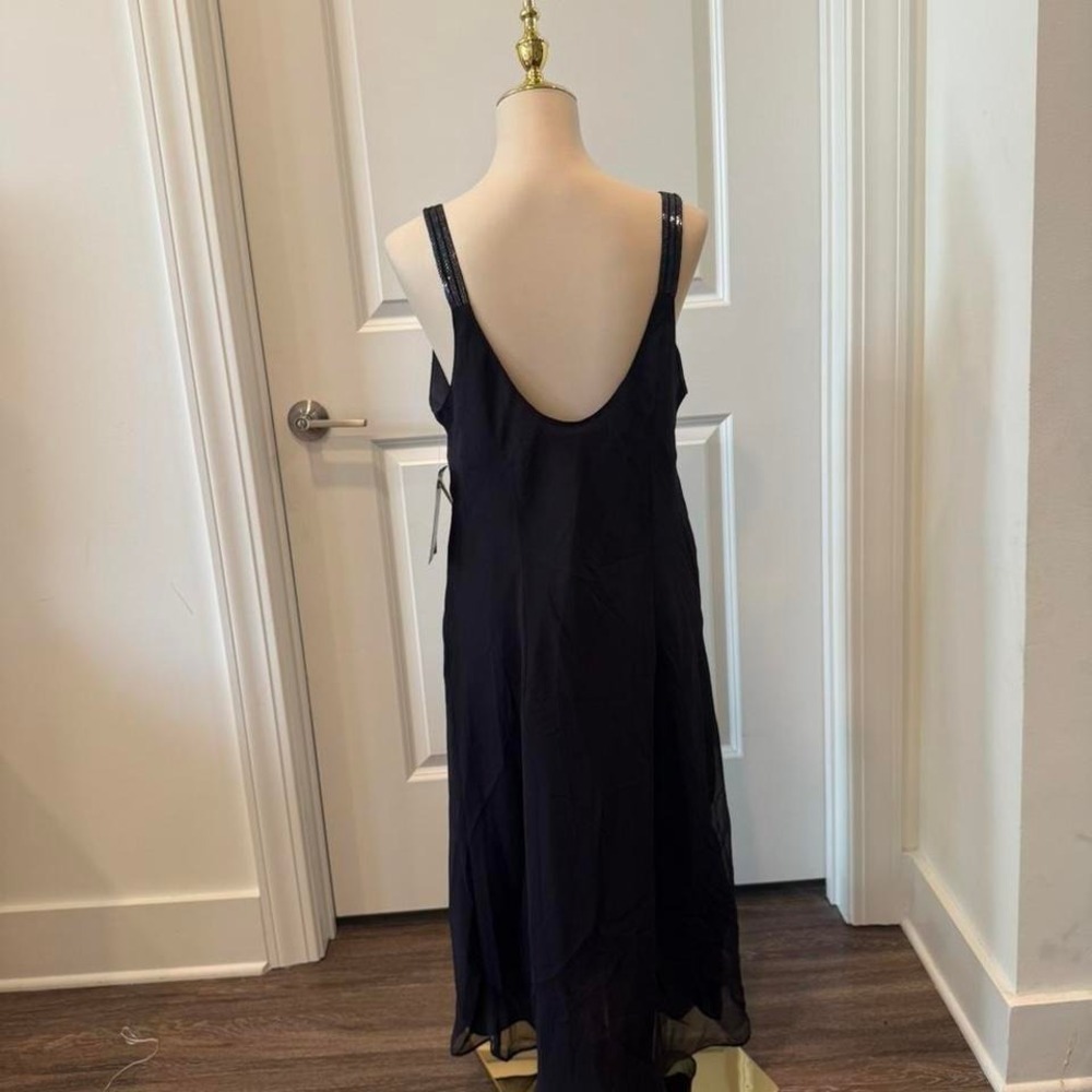 Y2K‎ NWT Mile Gabrielle Navy Midi Dress Sequin Straps Flowy Skirt Size 16 - Picture 5 of 7